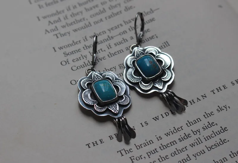 Solar, aretes sol azul en plata y turquesa