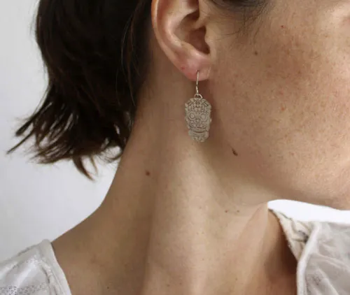 Sugar skull, aretes calavera mexicana en plata