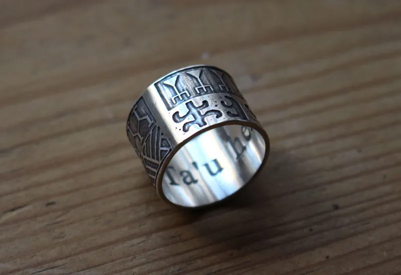 Ta U Here, anillo tatuaje polinesio en plata