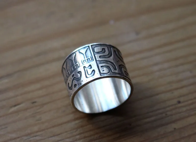 Ta U Here, anillo tatuaje polinesio en plata