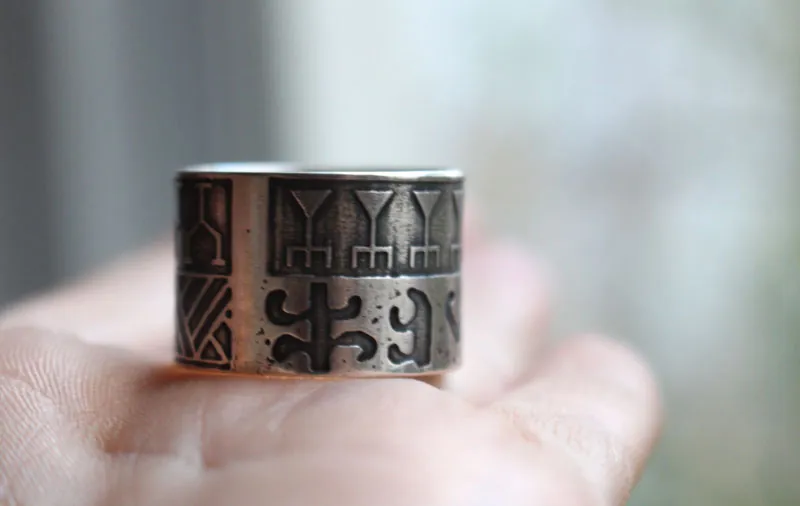 Ta U Here, anillo tatuaje polinesio en plata