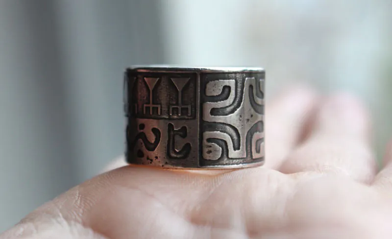 Ta U Here, anillo tatuaje polinesio en plata