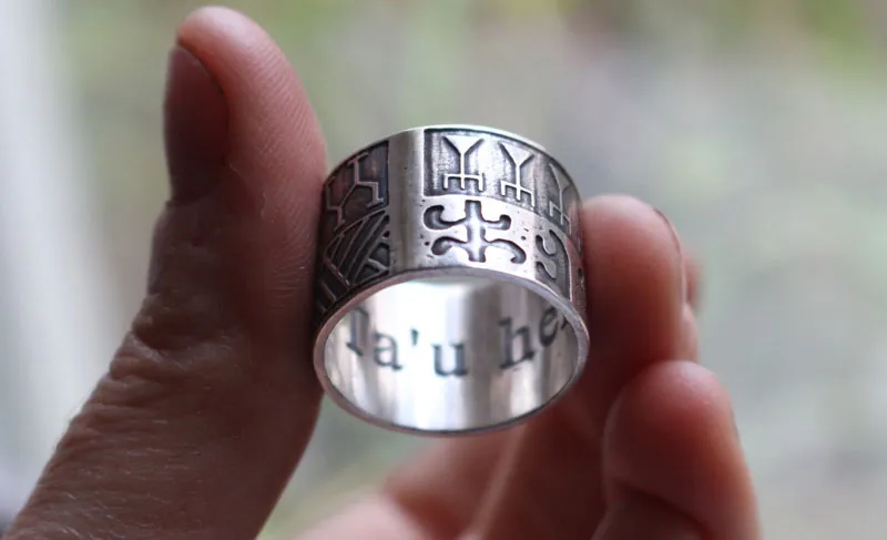 Ta U Here, anillo tatuaje polinesio en plata