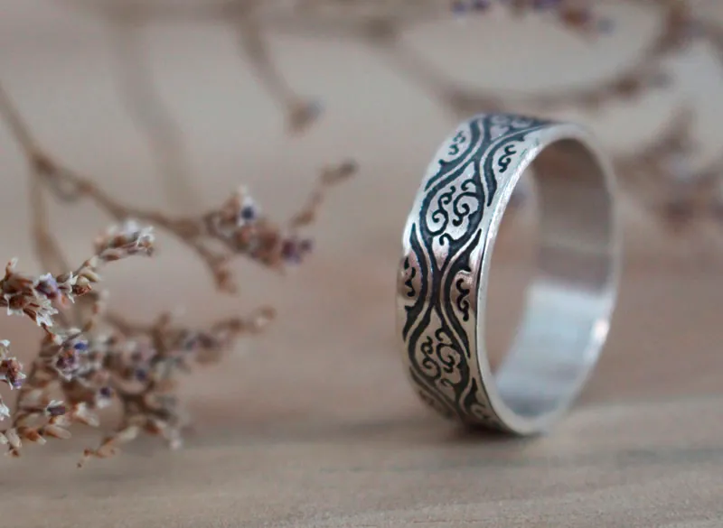 Tachiwaki, anillo vapor japonés en plata