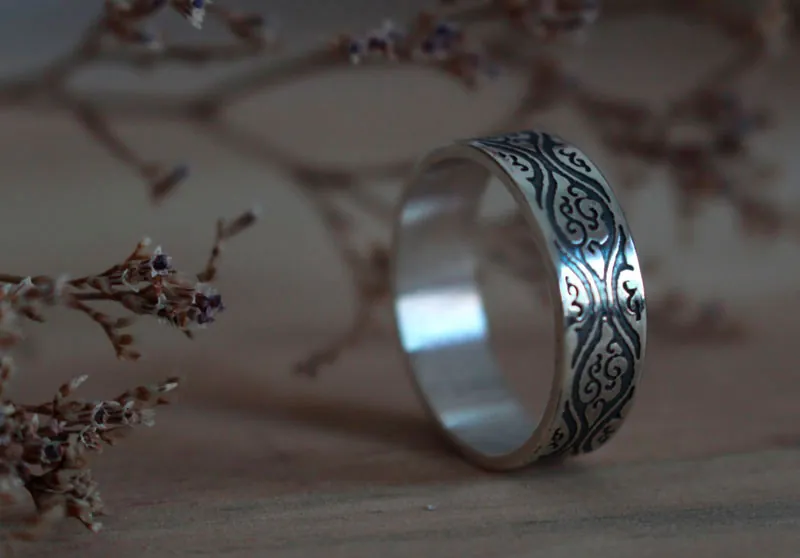 Tachiwaki, anillo vapor japonés en plata