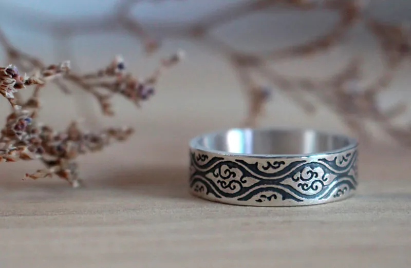 Tachiwaki, anillo vapor japonés en plata