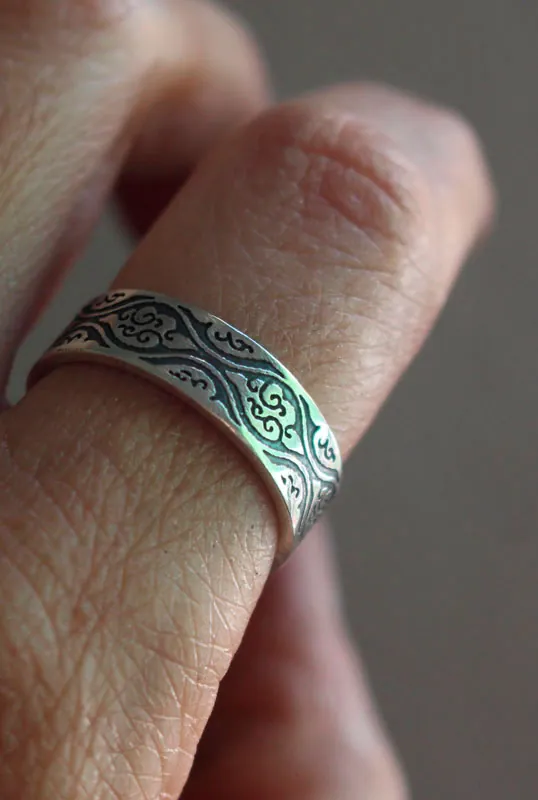 Tachiwaki, anillo vapor japonés en plata