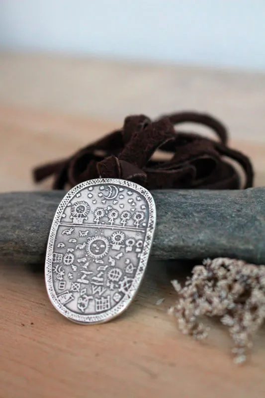 Tambor chamánico, collar sami escandinavo en plata