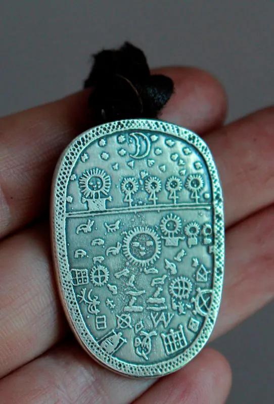 Tambor chamánico, collar sami escandinavo en plata