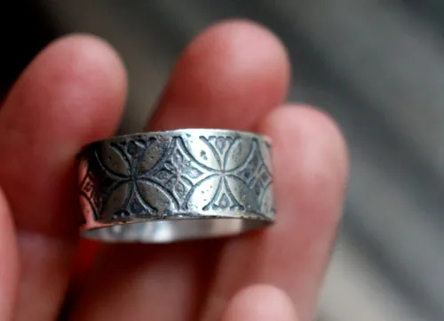 Templario, anillo cruz medieval en plata