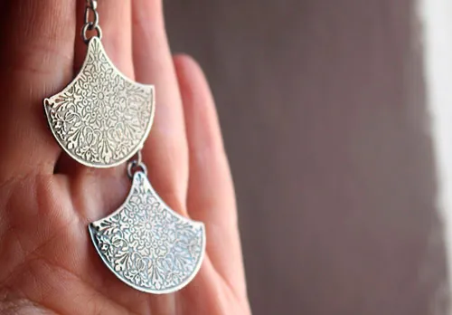 Terrario, aretes botánicos en plata