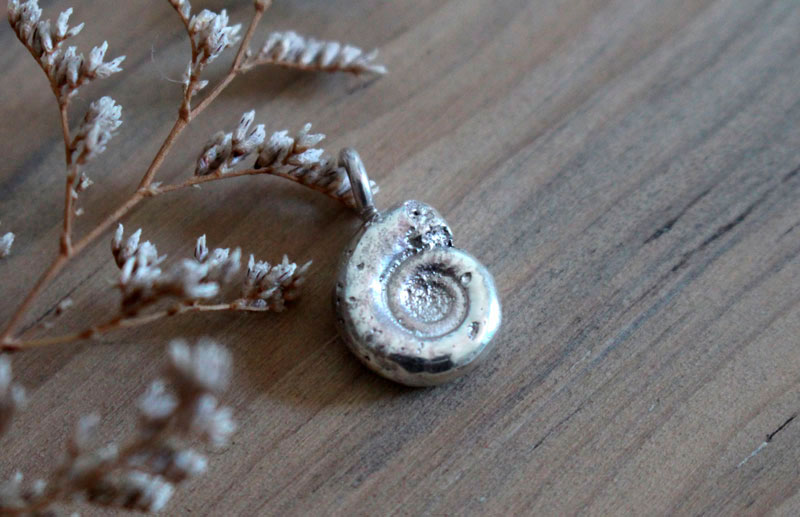 The cycle of life, eternal ammonite pendant in sterling silver