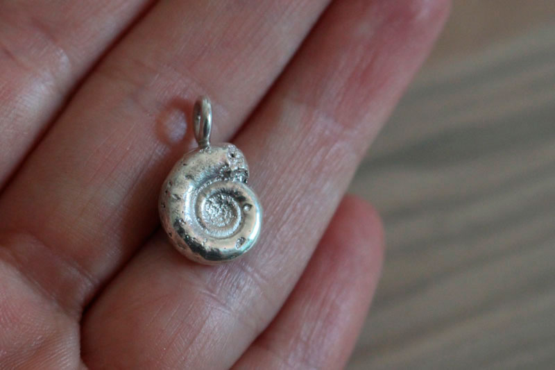 The cycle of life, eternal ammonite pendant in sterling silver