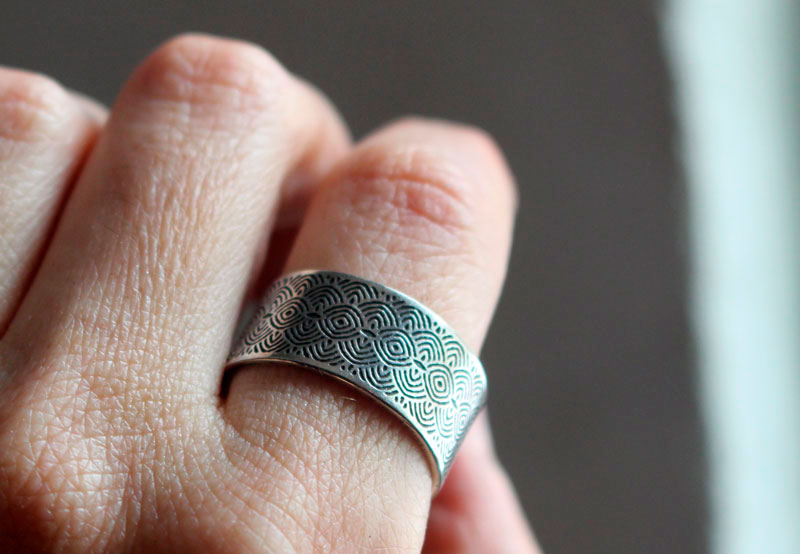 The door to the past, Neolithic spiral and circle ring in silver