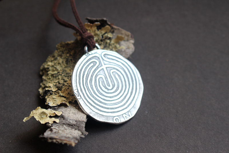 The Labyrinth of Knossos, Greek coin necklace in sterling silver