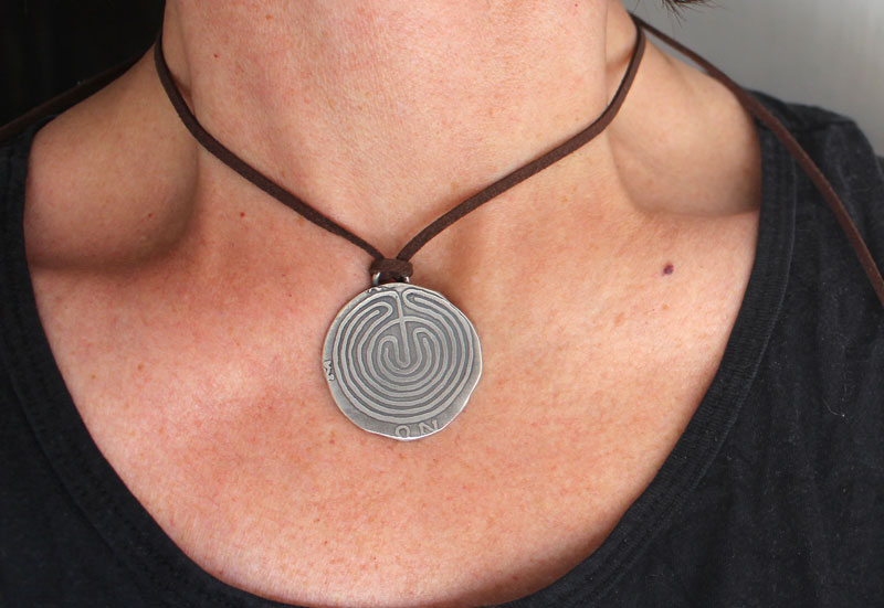 The Labyrinth of Knossos, Greek coin necklace in sterling silver