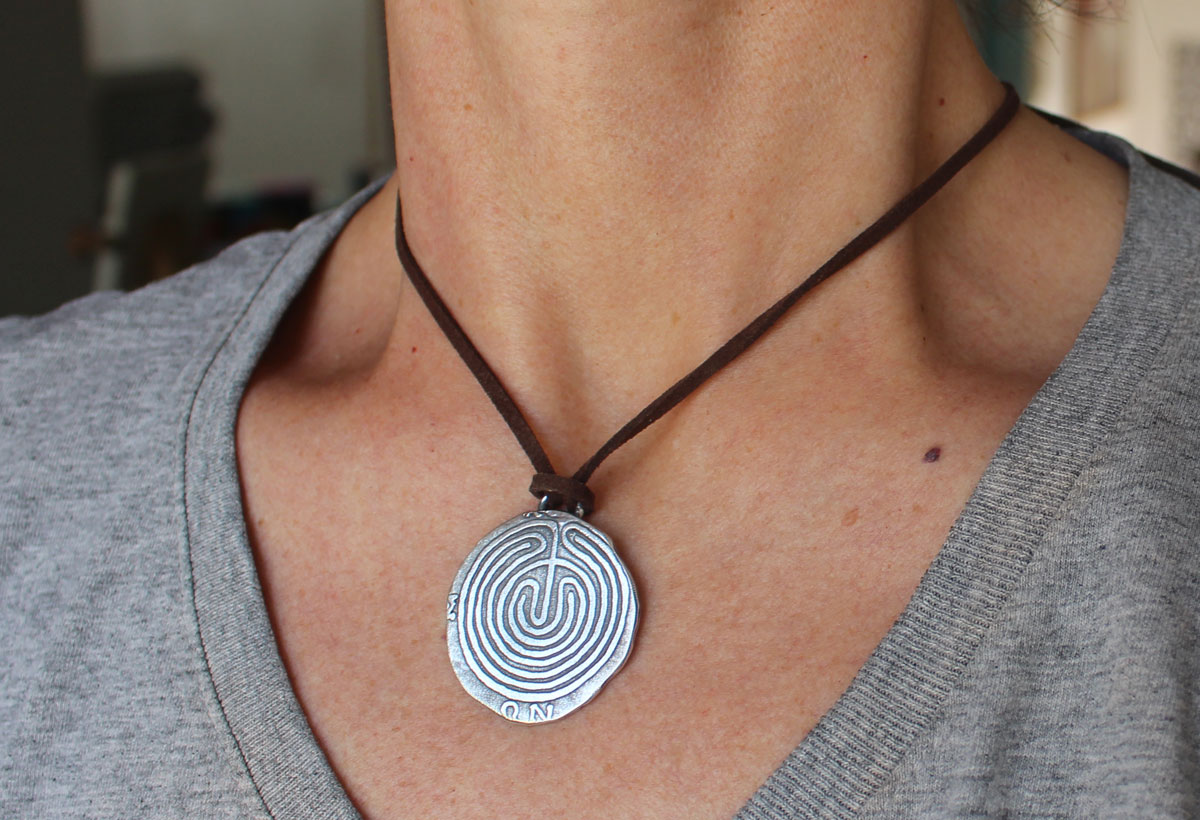 The Labyrinth of Knossos, Greek coin necklace in sterling silver