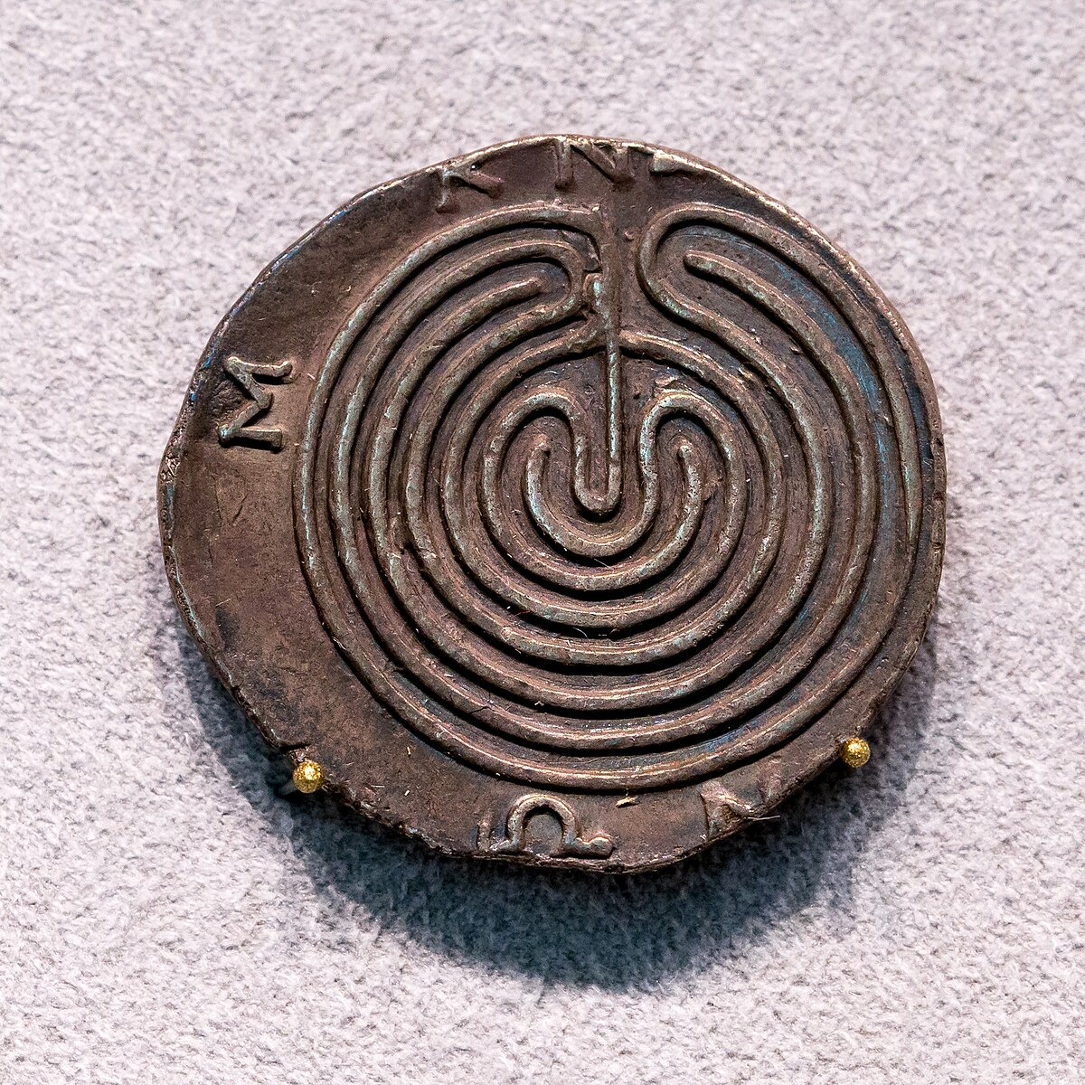 The Labyrinth of Knossos, Greek coin necklace in sterling silver