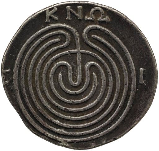The Labyrinth of Knossos, Greek coin necklace in sterling silver
