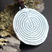 The Labyrinth of Knossos, Greek coin necklace in sterling silver