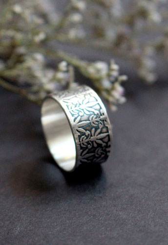 The lily of Mucha, Art Nouveau flower ring in sterling silver