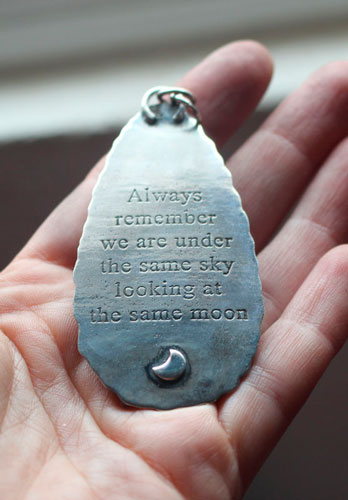 The same moon, romantic night sky pendant in silver and labradorite