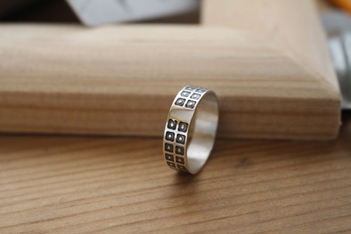 The sky and the earth, circle and square ring in sterling silver