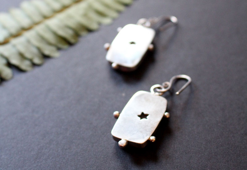 The song of the stars, night sky earrings in silver and ocean jasper