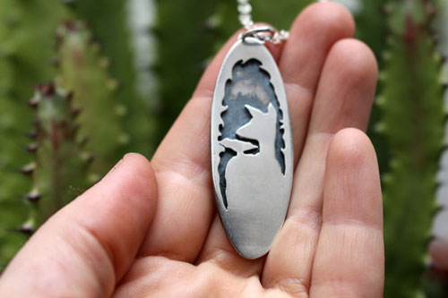 Those you love, deer and bird necklace in sterling silver