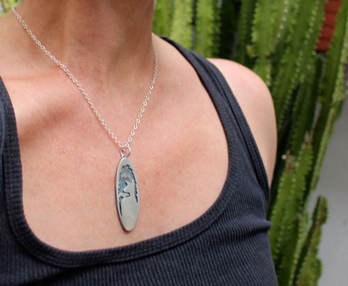 Those you love, deer and bird necklace in sterling silver