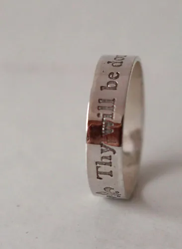 Thy will be done, anillo de aliento y espiritualidad en plata