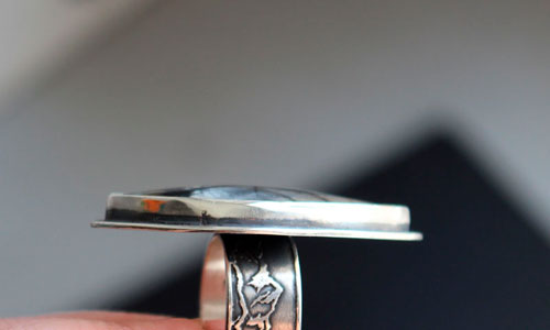 Tornado, storm in the mountains ring in silver and Picasso marble