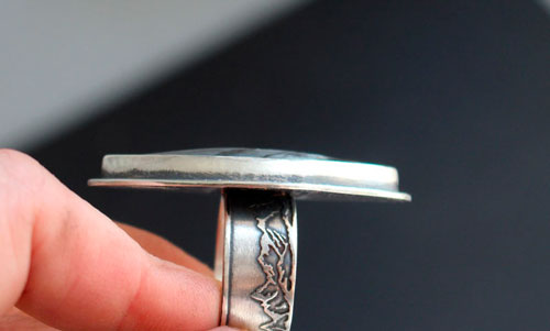 Tornado, storm in the mountains ring in silver and Picasso marble