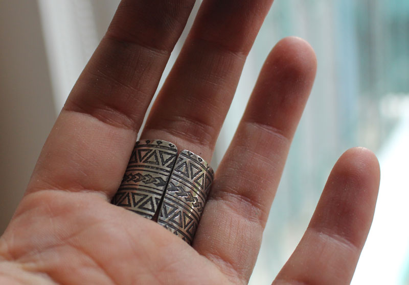 Totem, polynesian tiki ring in sterling silver