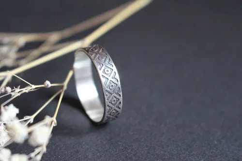 Tribal, anillo símbolo andino en plata