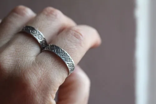 Tribal, anillo símbolo andino en plata