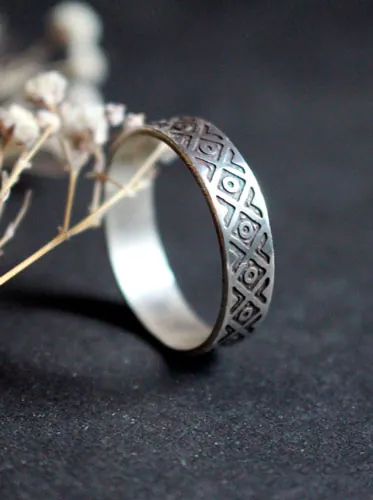 Tribal, anillo símbolo andino en plata