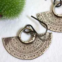 Tribal, aretes media luna azteca en plata