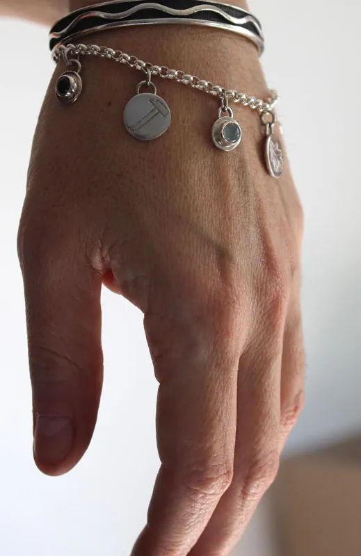 Tribu, pulsera familia en plata, amatista, alejandrita, piedra de luna y ónix