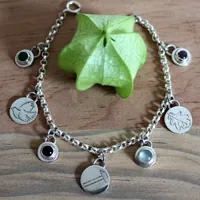 Tribu, pulsera familia en plata, amatista, alejandrita, piedra de luna y ónix