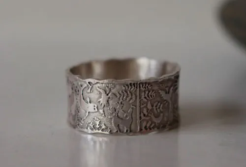 Un mundo imaginario, anillo étnico otomí de México en plata