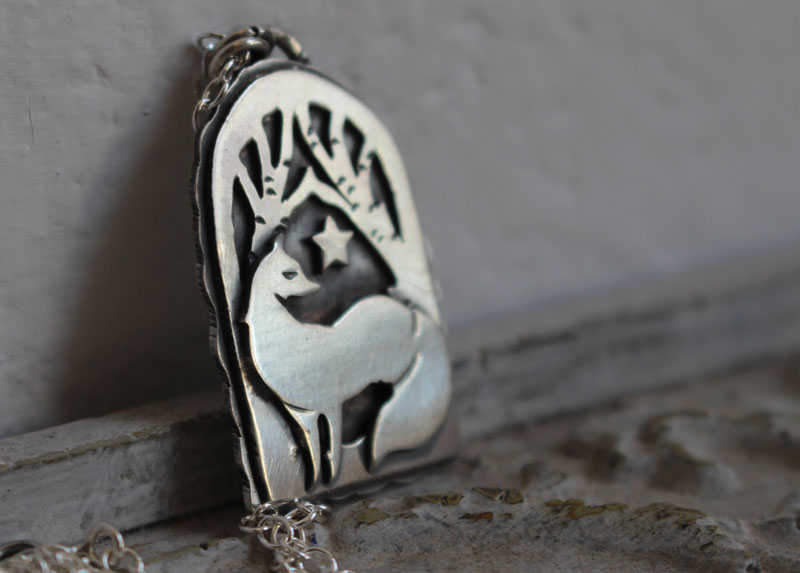 Una estrella te cuida, collar zorro y estrella en plata