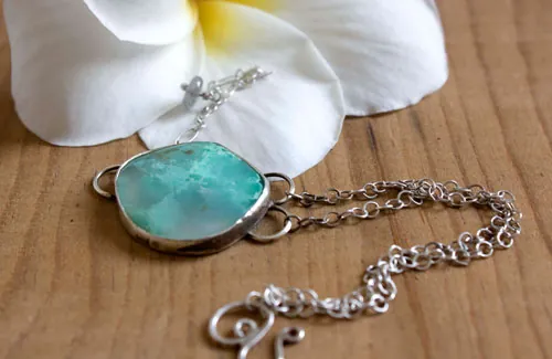 Vaidurya, pulsera paraíso tropical en plata, labradorita y crisoprasa