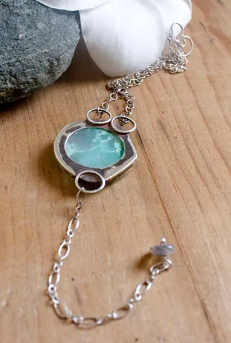Vaidurya, pulsera paraíso tropical en plata, labradorita y crisoprasa