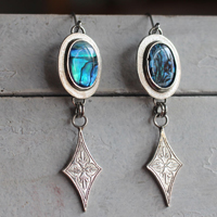 Vía Lláctea, aretes estrellas en plata y paua