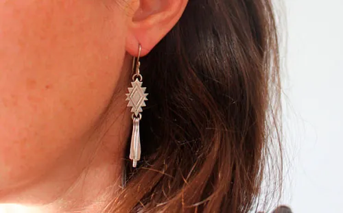 Visión, aretes diamante mexicano en plata