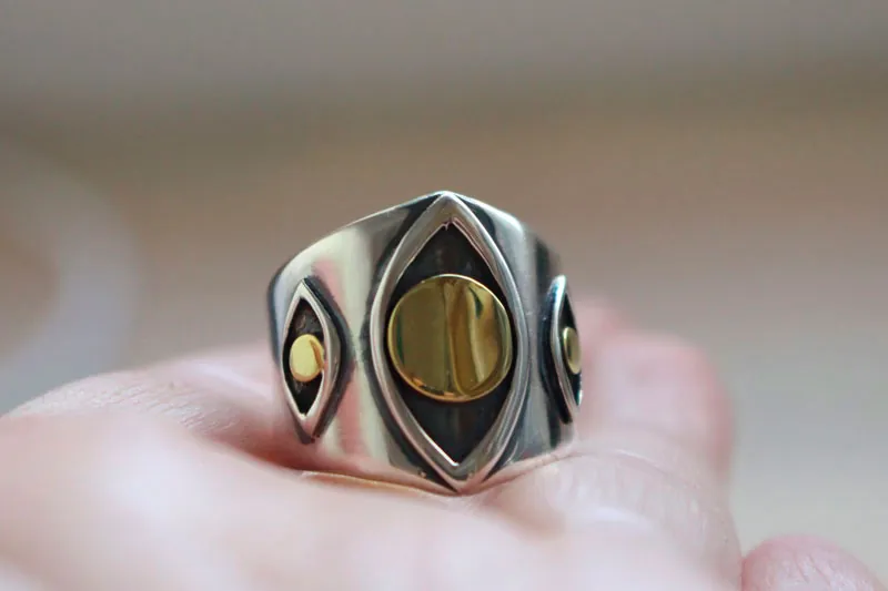 Visión, anillo ojo en plata y latón