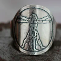 Vitruvio, anillo de hombre de Vitruvio de Leonardo da Vinci en plata