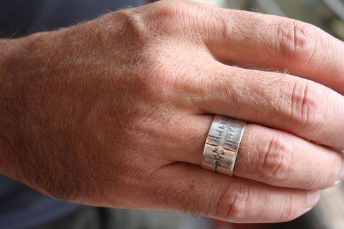 Wave, sound spectrum ring in sterling silver