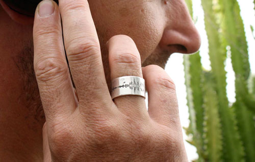 Wave, sound spectrum ring in sterling silver